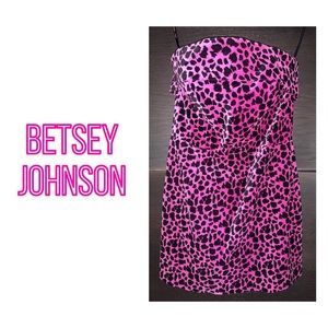 Betsey Johnson Leopard Strapless Velveteen Dress